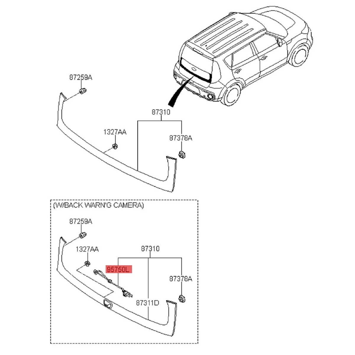 

95760-B2010 Car Rear Camera Parking Assist Camera for Soul 2014-2019 95760B2010