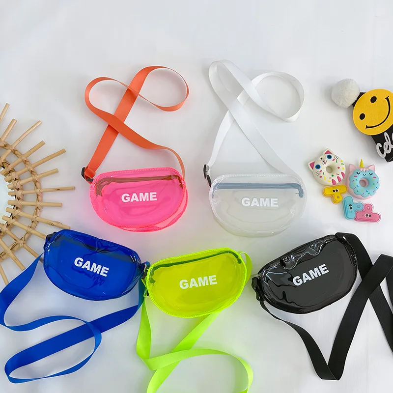 

Candy Color Children's Shoulder Bag Summer Fashion Boys and Girls Crossbody Bags Casual Travel Kids Transparent Beach Bag Purse