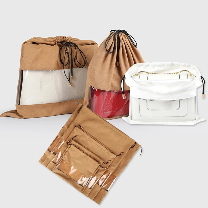 

Фланелевый мешок, пылесборник для упаковки, прозрачная влагостойкая сумка, сумка для хранения, женский косметический карман на шнурке для м...