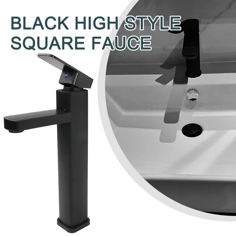 

1PCS Basin Faucet Black Cold And Hot Water Mixer Bathroom Sink Faucet Stainless Steel Bathtub Faucets Thermostats Showers Home