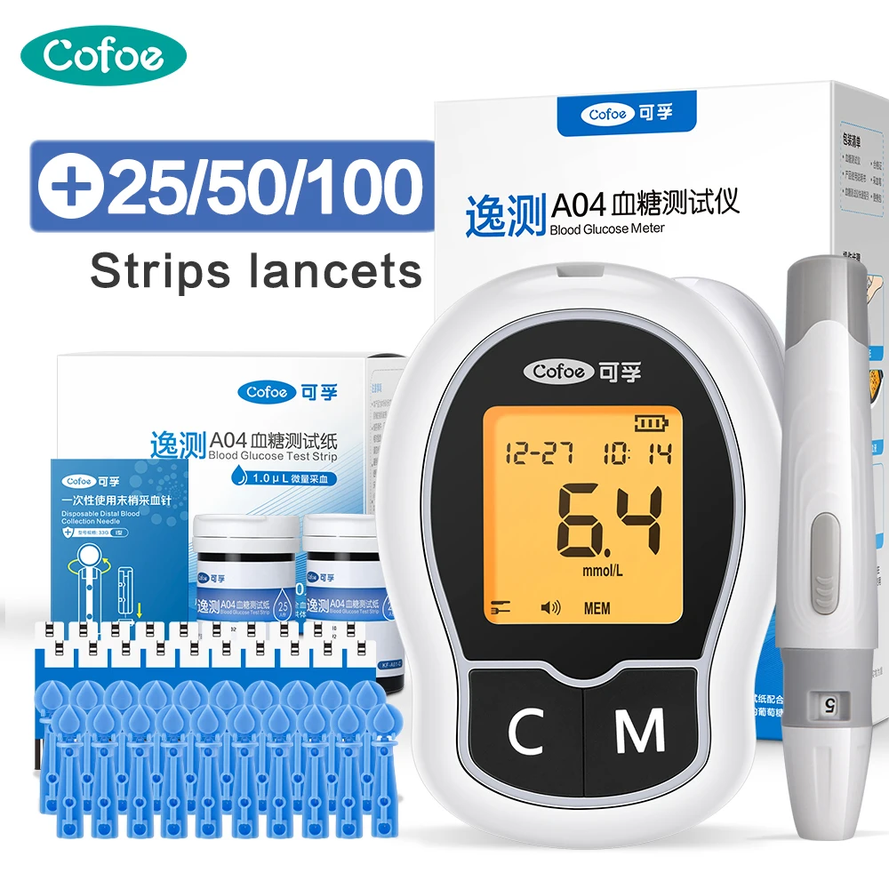 

Cofoe A04 Blood Glucose Meter Diabetes Rechargeable Blood Sugar Monitor Medidor Glicose With Test Strips &Lancets Pregnant Women