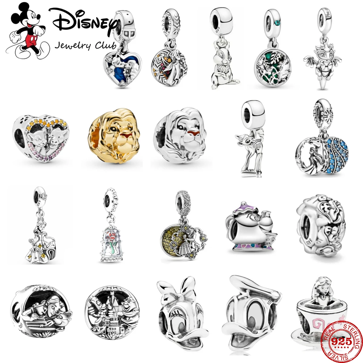 Disney Lion King Beauty With Beast Donald Duck Charms Beads For Original Pandora 925 sterling silver Bracelet Necklace Jewelry