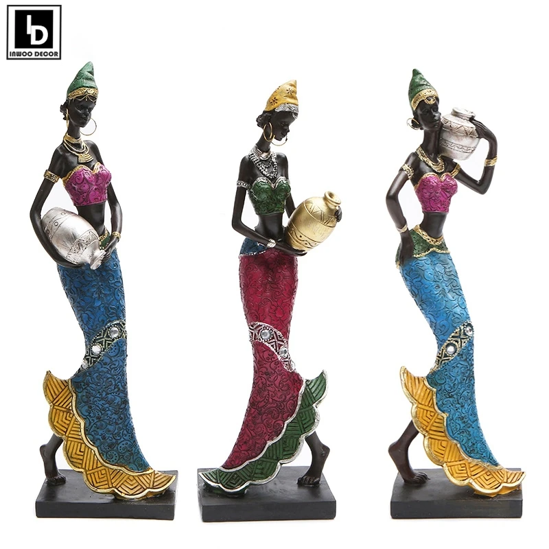 African National costume Women Girls Figurines Statue Scupture Desk Ornaments Living Room Room Home Decor Decoration Accessories