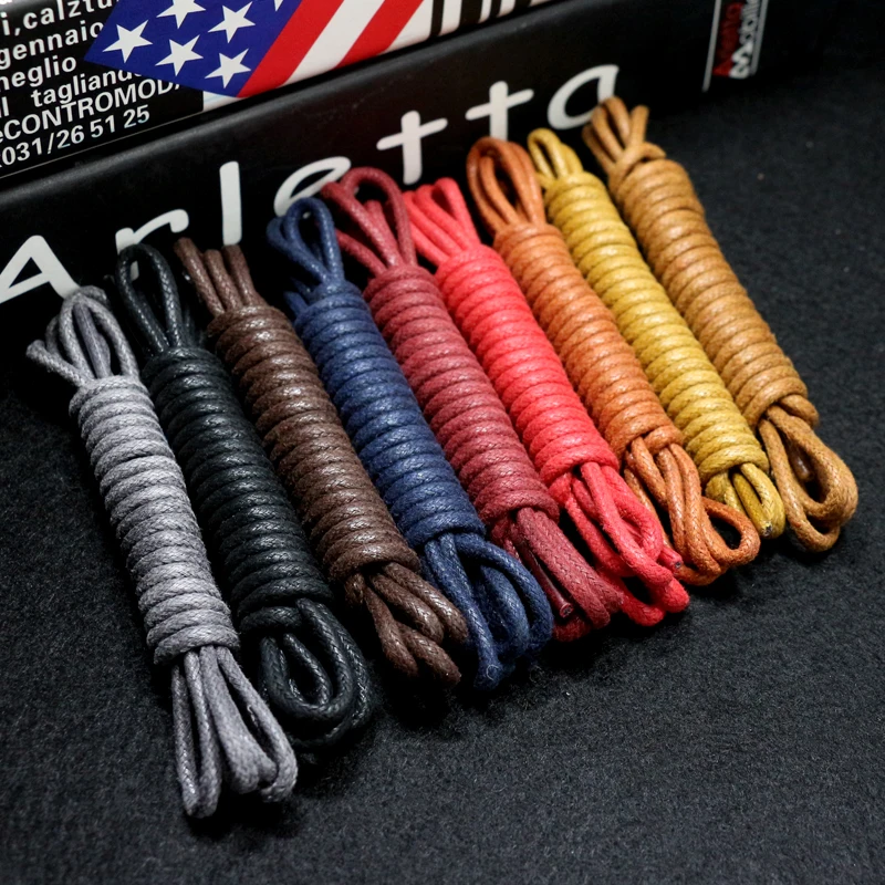 

1Pair Cotton Waxed Shoelaces Round Oxford Shoe laces Boots Laces Waterproof Leather Shoelace Length 60/80/100/120/140/180cm