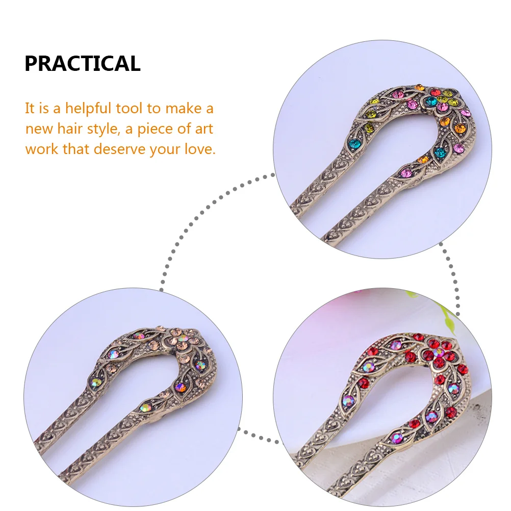Винтажная заколка для волос со стразами женские зажимы держатель булочек