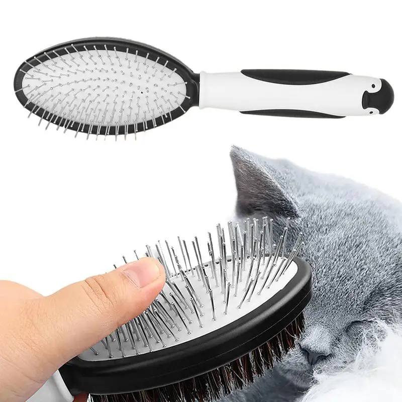 

Расческа для груминга кошек, Массажная щетка для вычесывания домашних питомцев, двусторонняя Массажная щетка для груминга кошек и собак среднего размера