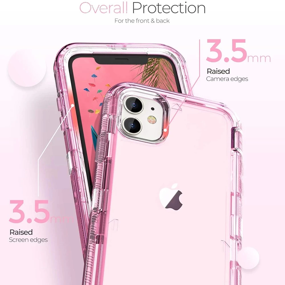 Фото Гибридный сверхмощный 360 полноразмерный чехол для iPhone 13 11 12 14Pro Max XSMAX XR XS SE 6 7 8 Plus, прозрачный противоударный бронированный чехол №4