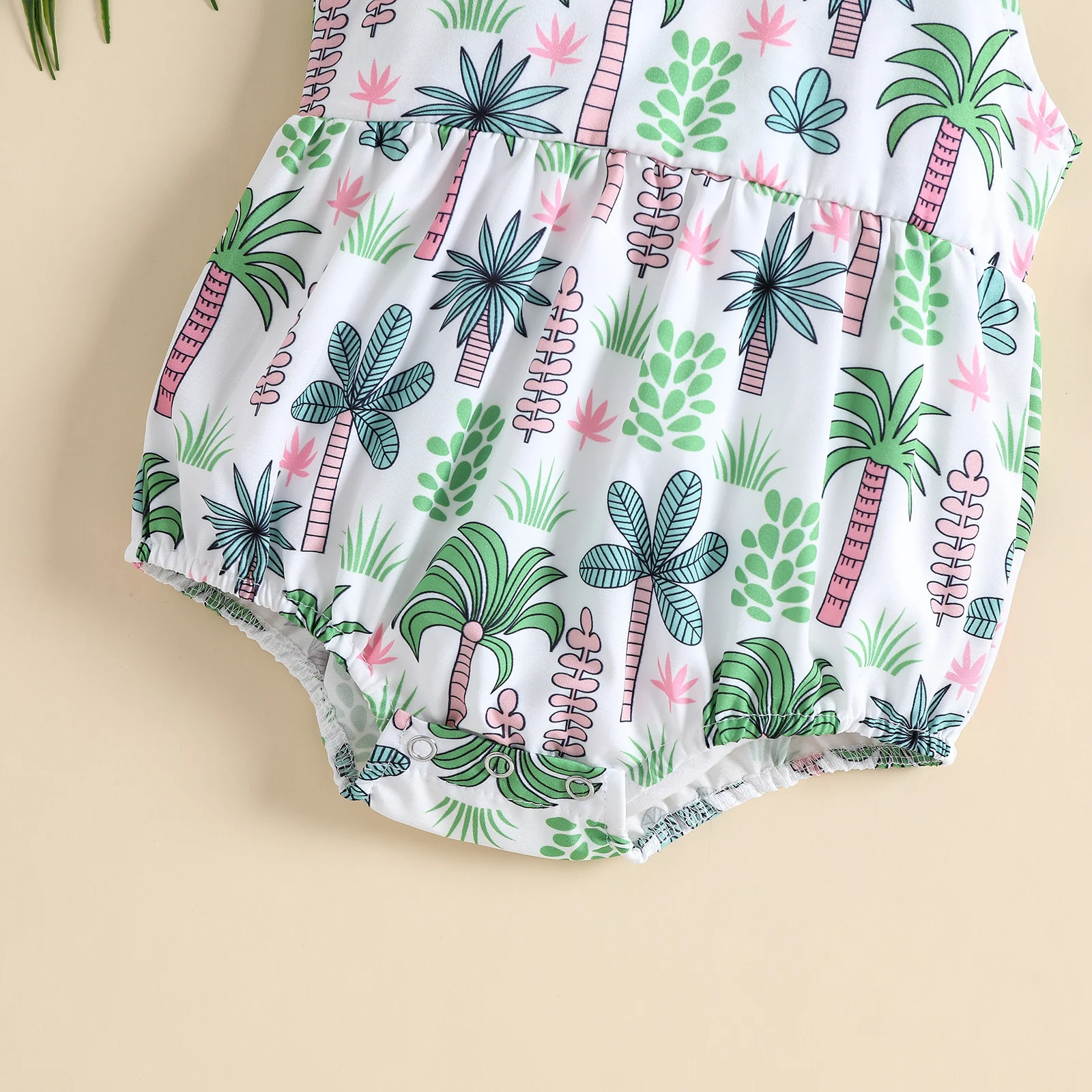 Citgeett Summer Newborn Baby Girls Bodysuit Sleeveless Coconut Tree Print Casual Clothes Suit | Bodysuits