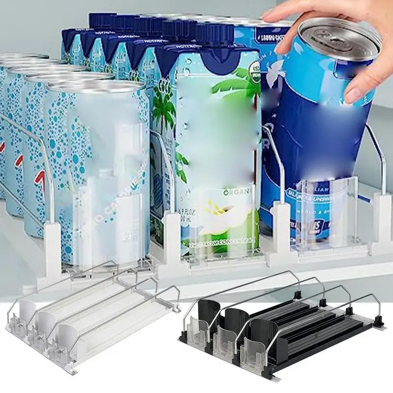 

3pcs beverage beer organizer storage rack 3 Row Self-Pushing Drink Organizer freezer refrigerator beverage pusher Home Accessory