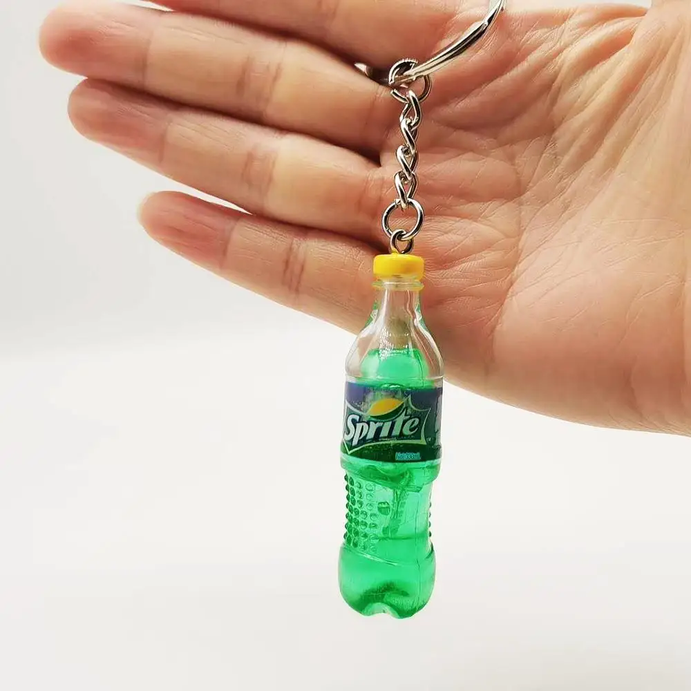 Fashion Simulation Resin Drinks Bottle Keychain Man Car Keyring Women Bag Fun Keychains Pendant Birthday Gifts