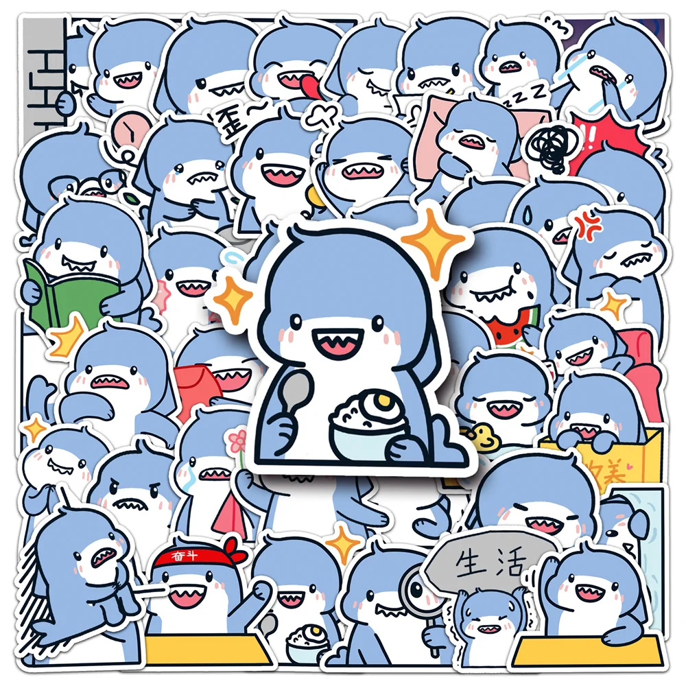 

10/30/50PCS New DIY Fat Shark Cartoon Personality Creative Table Car Mobile Phone Chair Decoration Waterproof Sticker Wholesale