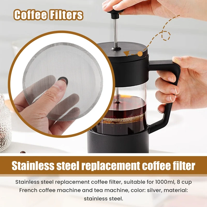4 шт. сменные фильтры из нержавеющей стали для кофе 1000 мл 8 чашек
