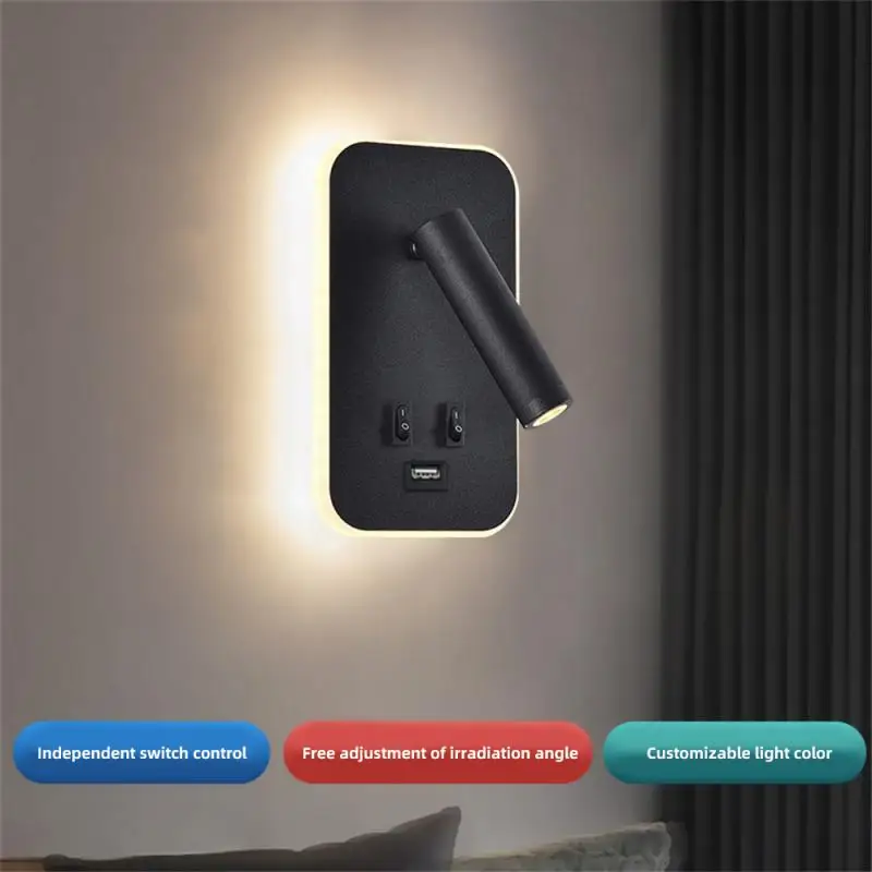 

LED Wall Sconces 220V Modern Indoor Wall Lamp, Aluminum USB Charging Port For Living Room Hotel Corridor Hallway Bedroom Decor