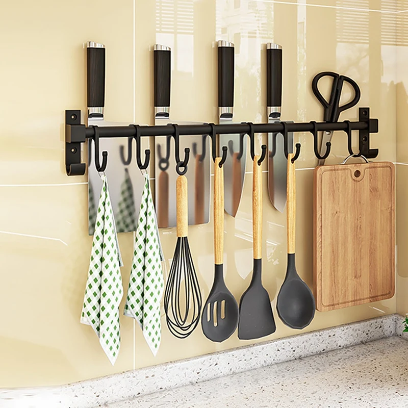 

Practical Pot Rack Kitchen Rail Organizer Kitchen Pot and Pan Wall Mounted Rail Aluminum Appliance Hanging Rack