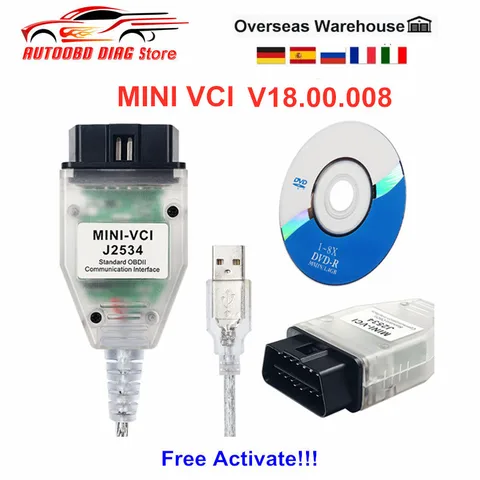 Новейший V18.00.008 для Toyota Mini VCI TIS Techstream 18.00.008 OBD2 автомобильный диагностический кабель фонарик J2534 с полным чипом FT232RL