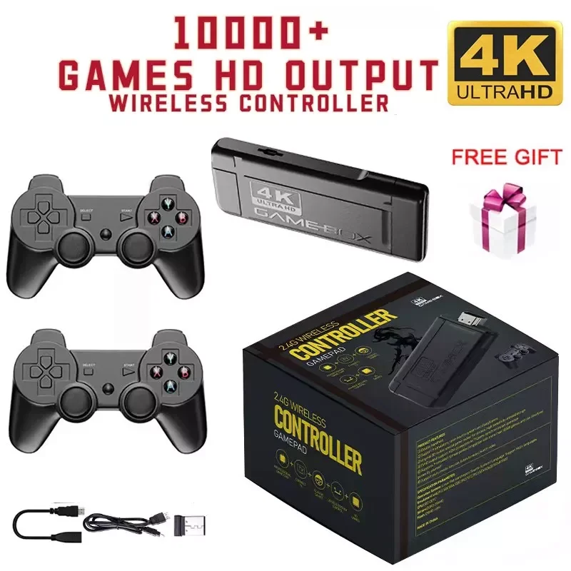 

Video Game Stick 4k 64G Stick Lite 4K Built-in 10000 Games Retro Games Console Wireless Controller For Xmas Gift Dropshipping