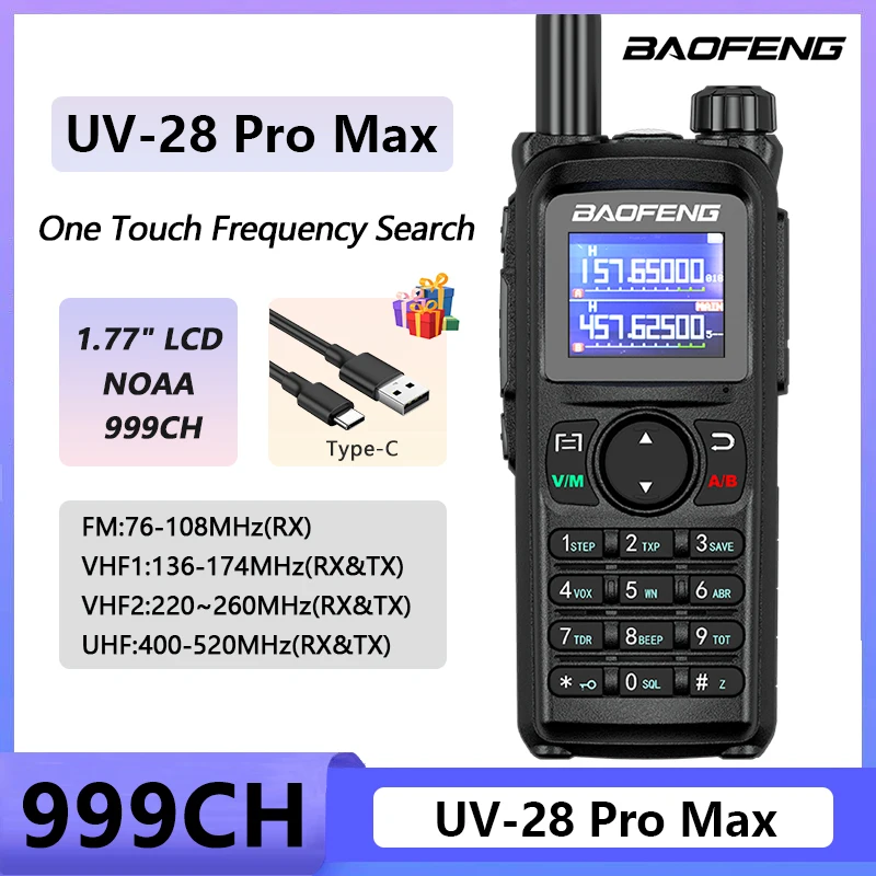 Baofeng Uv-28 Pro Max Радио Высокой Емкости Usb Type-c Перезаряжаемая Рация Мощности С 999