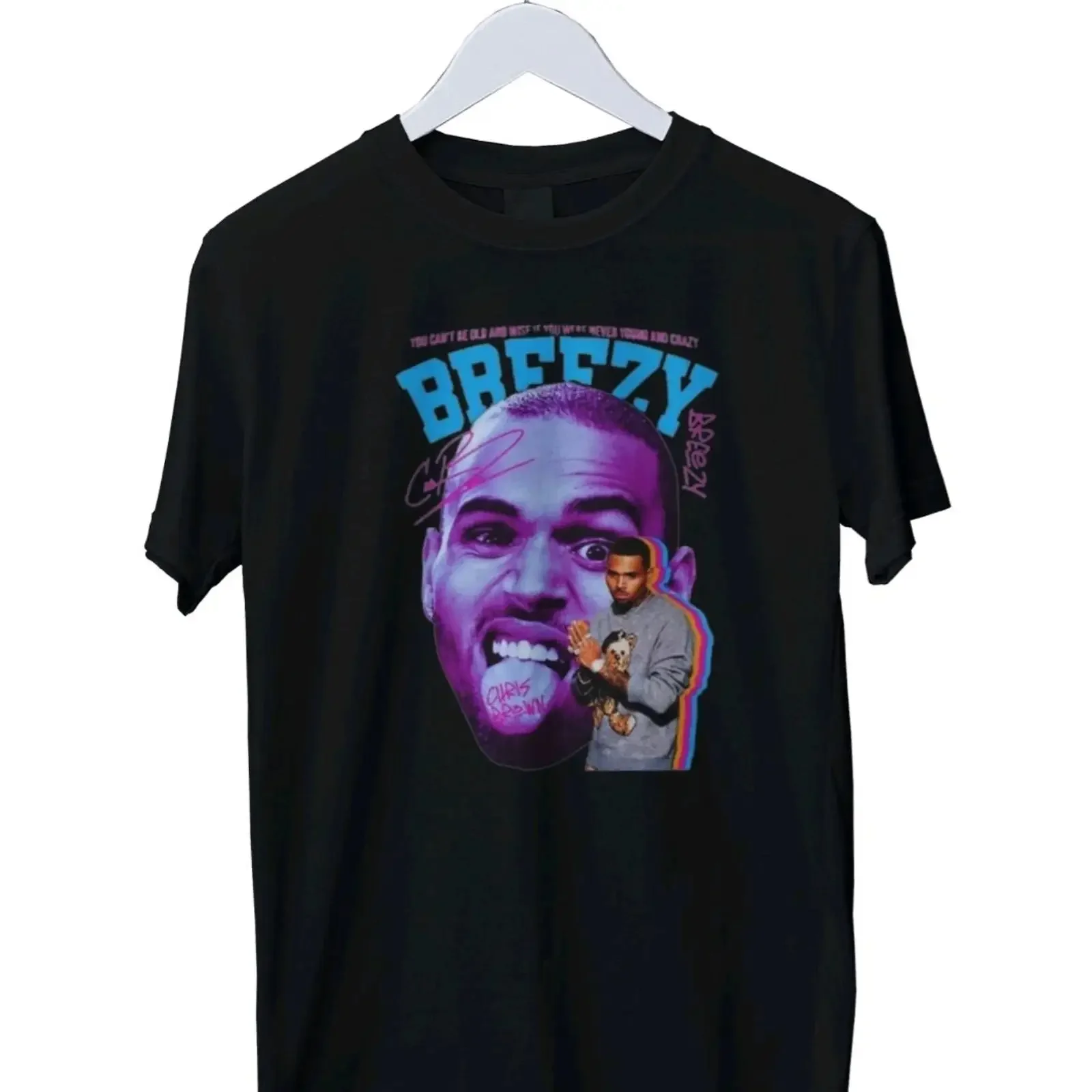 Фото Футболка CHRIS BROWN RAPPER MUSIC HIP HOP R&B SML XL 2 3 4, винтажная, с эффектом потертости, эластичная, для повседневной носки, универсальная, дышащая №1