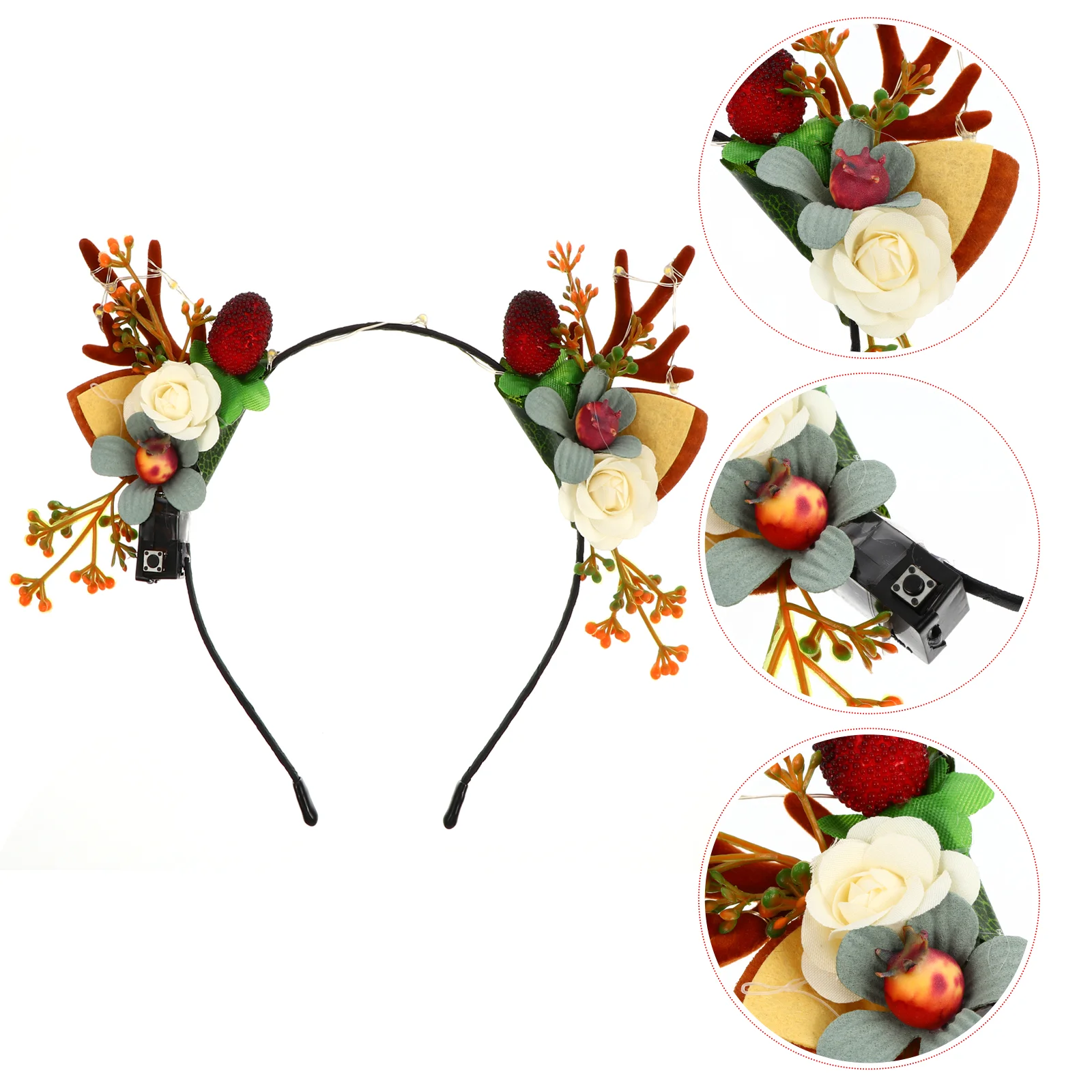 

Светящиеся повязки для волос с рогами, повязка на голову с цветами, обруч для волос, модные рождественские обручи