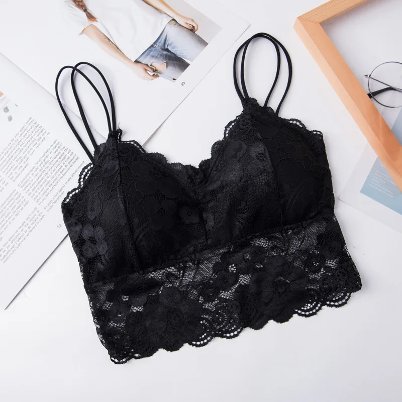 Lace Sexy Lingerie Wireless Bra For Women Padded Push Up Bralette Female Brassiere Beauty Back Underwear Vest Soft Top Tube | Женская