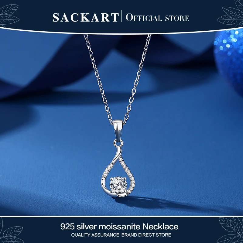 Женское ожерелье из серебра 925 пробы с муассанитом