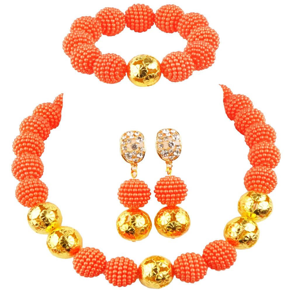 Laanc африканская Свадебная коллекция ожерелье ювелирные изделия винный оранжевый