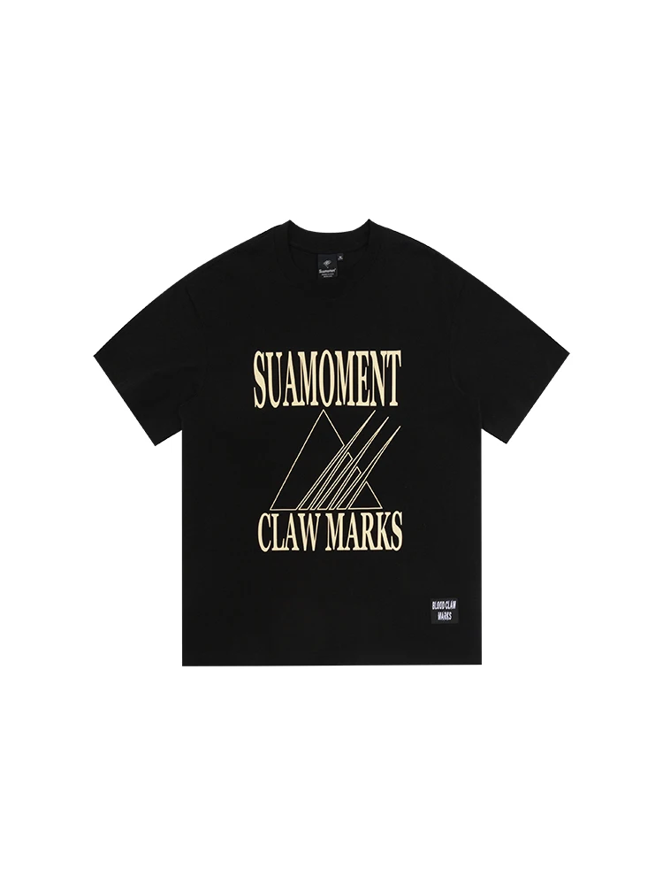 Suamoment Scratch Triangle Logo Letter Short sleeve Men and Women Summer New Fashion Brand Casual T-shirt Loose Half Sleeve