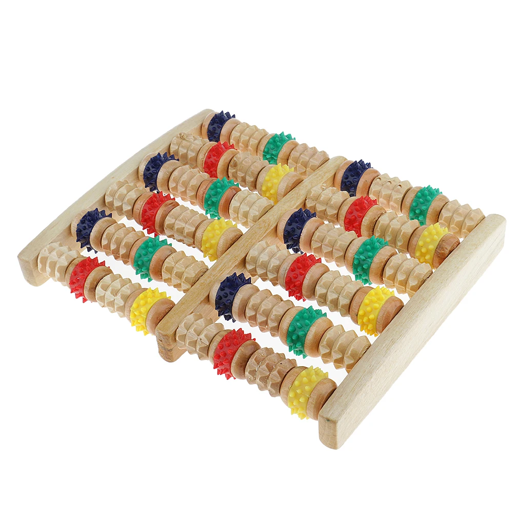 Деревянный шестирядный массажер для ног с роликом глубокого очищения свода