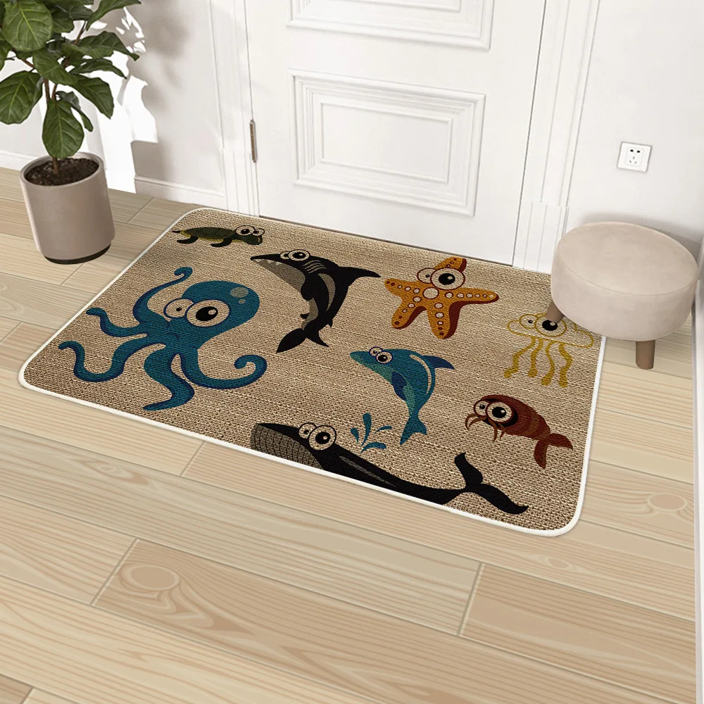 

Льняной коврик, напольный коврик, дверной коврик, кухонный Нескользящий Резиновый коврик для ног, коврики