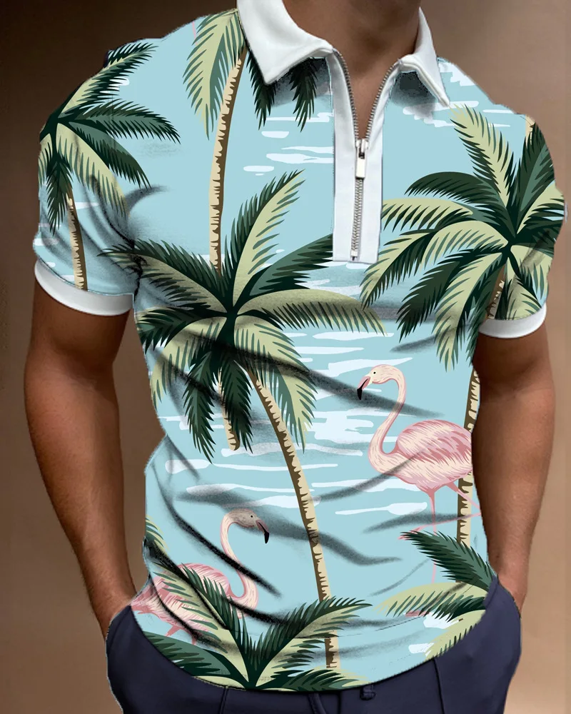 

2022 spring and summer fashion New men's lapel zipper Polo shirt 3D printing Polo Tops casual top short sleeves Sport Clotheing