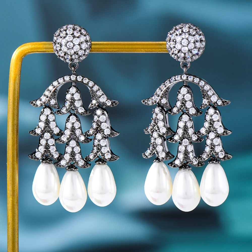 

Женские серьги с жемчугом GODKI, Роскошные блестящие серьги для свадебной вечеринки, ювелирные изделия, аксессуары высокого качества