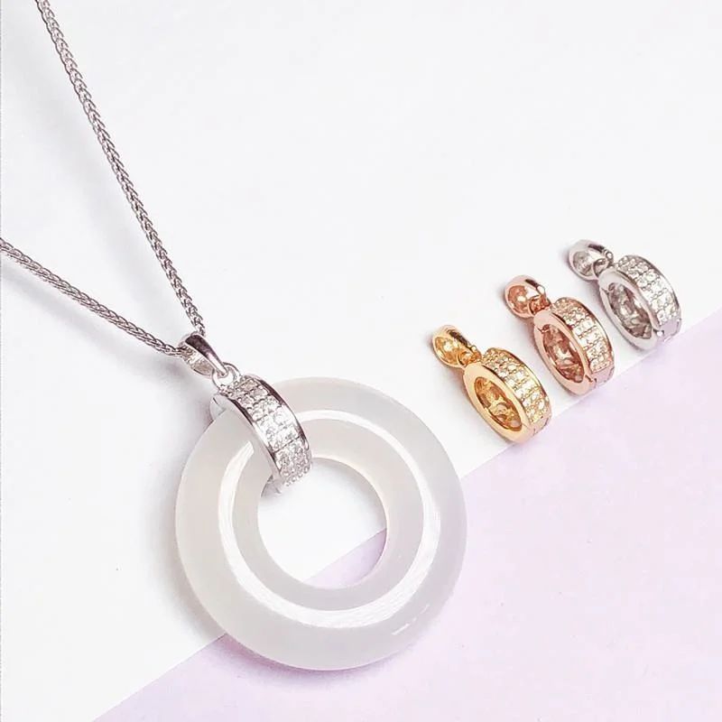 

Donut jade clasp DIY accessory ring clasp 925 silver clasp jade pendant jade safety clasp gold pendant clasp head