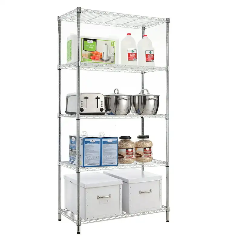 

5 tier chrome utility wire shelving unit 18x36x72in Large Capacity Storage