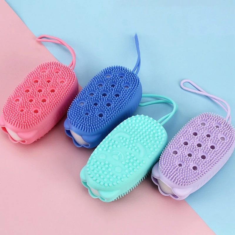 

Silicone Body Brush Baby Shower Sponge Dry Massage Bath Towel for Body Bast Silicone Body Scrubber Back Scrubber