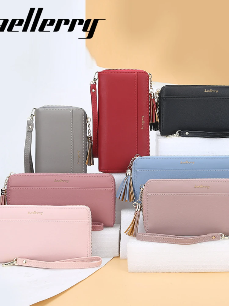 

For Ladies Long Wallets PU Leather Korean Version All-match Zipper Clutch Bags Doka Candy Colors Simple Wallet Mobile Phone Bags