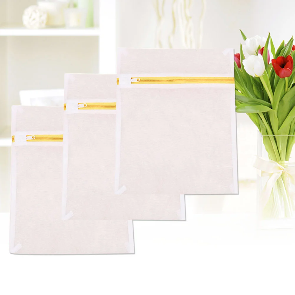 

3pcs Mesh Bags Fine Zippered Washing Bags Laundry Bags for