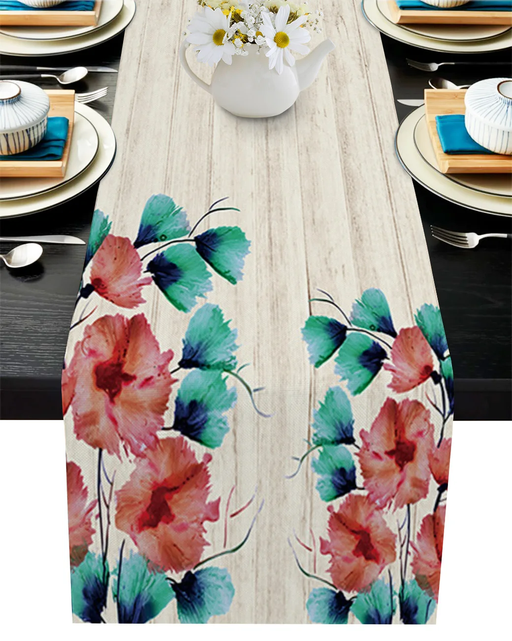 

Flower Wood Texture Abstract Tablecloth Table Runner Decoration Home Decor Dinner Table Decoration Table Decor