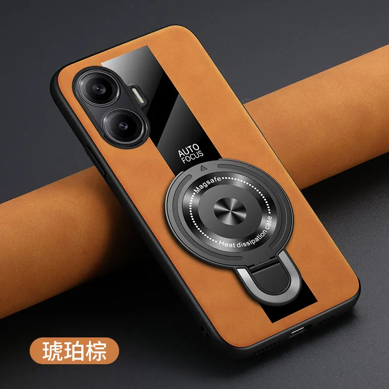 Фото Чехол Funda для Xiaomi Poco F7, магнитный кольцевой держатель, роскошная силиконовая овчина, кожа, оргскло, искусственная кожа, противоударная задняя крышка премиум-класса №5