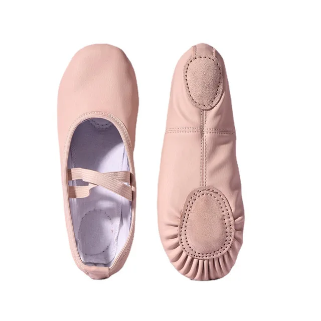 Women's Ballet Slippers for Woman Danseuse PU Leather Professional Dancers for Girls Kids Soft Sole Children Toddler Dance Shoes 4