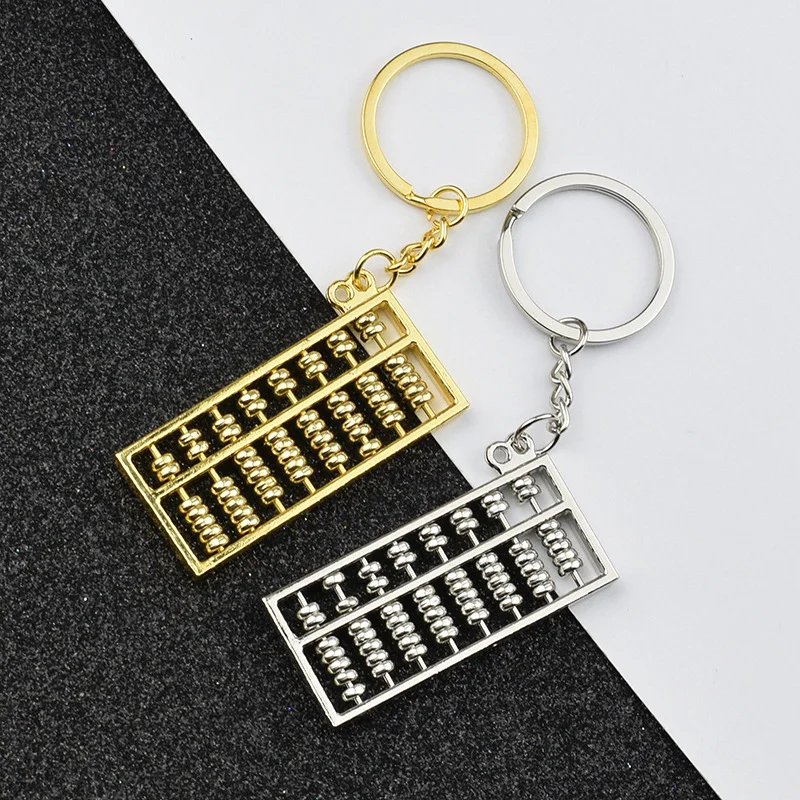 

New Design Unique Creative Metal Keychain Chinese Accounting Tool 6 Rows Abacus Key Chain Ancient Classic Style Key Chain Ring