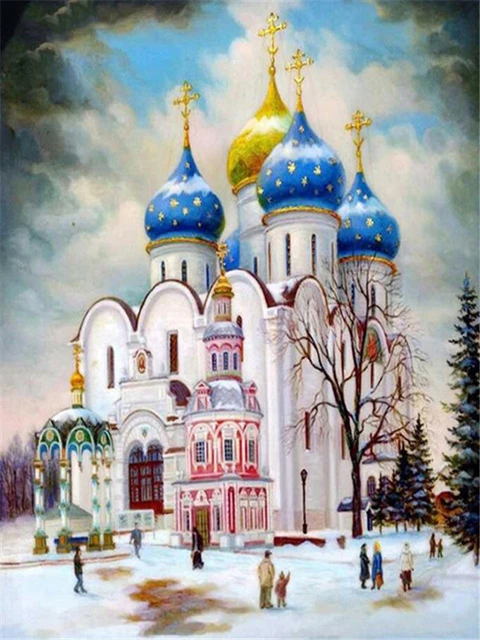 

Алмазная вышивка с полным заполнением, Набор для творчества в стиле российского здания, церкви, Алмазная мозаика 5D, для домашнего декора с З...