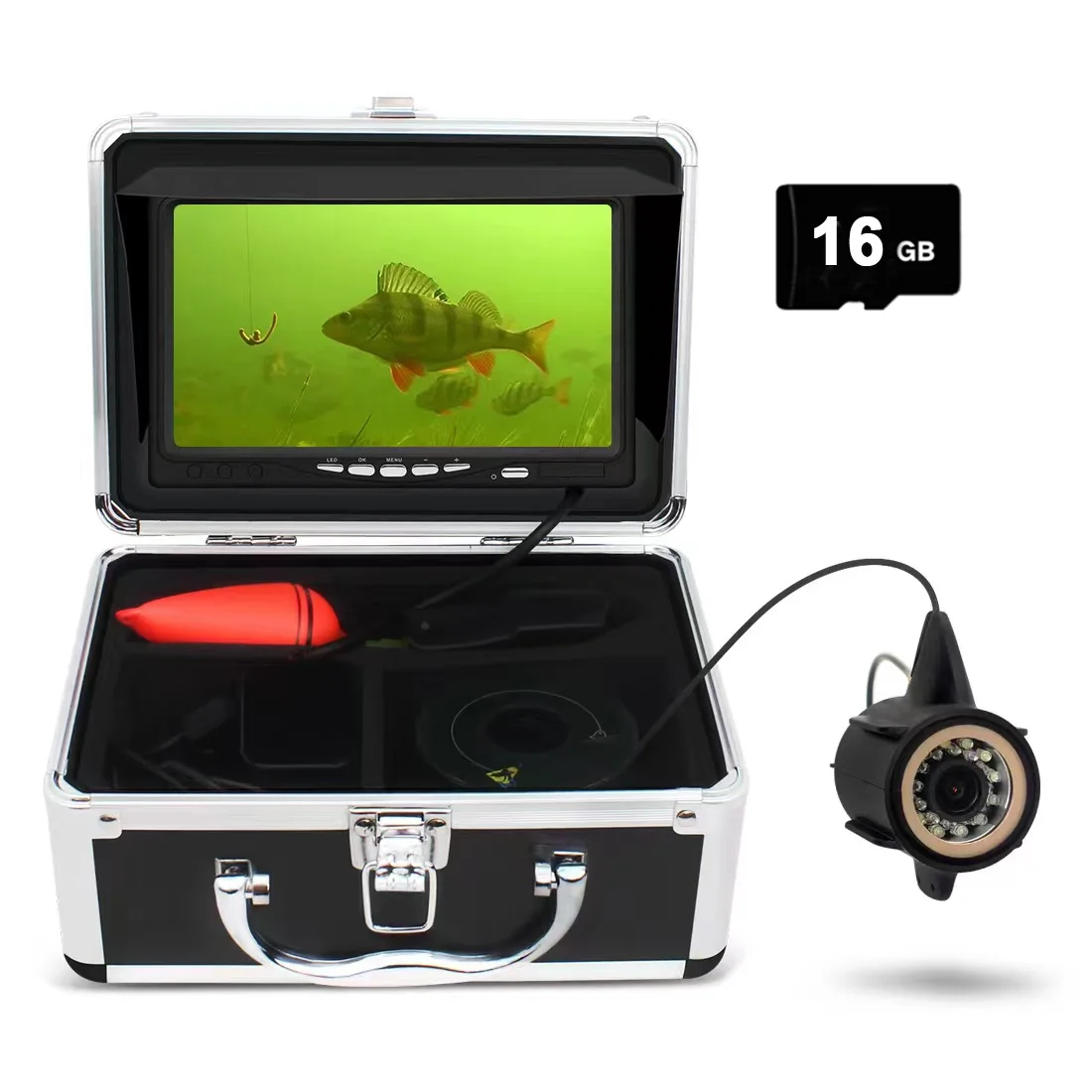 

MOQCQGR 1080P Fishing Camera with DVR 7" LCD Screen Fish Finder Underwater 24 light fishing camera for Lake, Boat, Ice Fishing