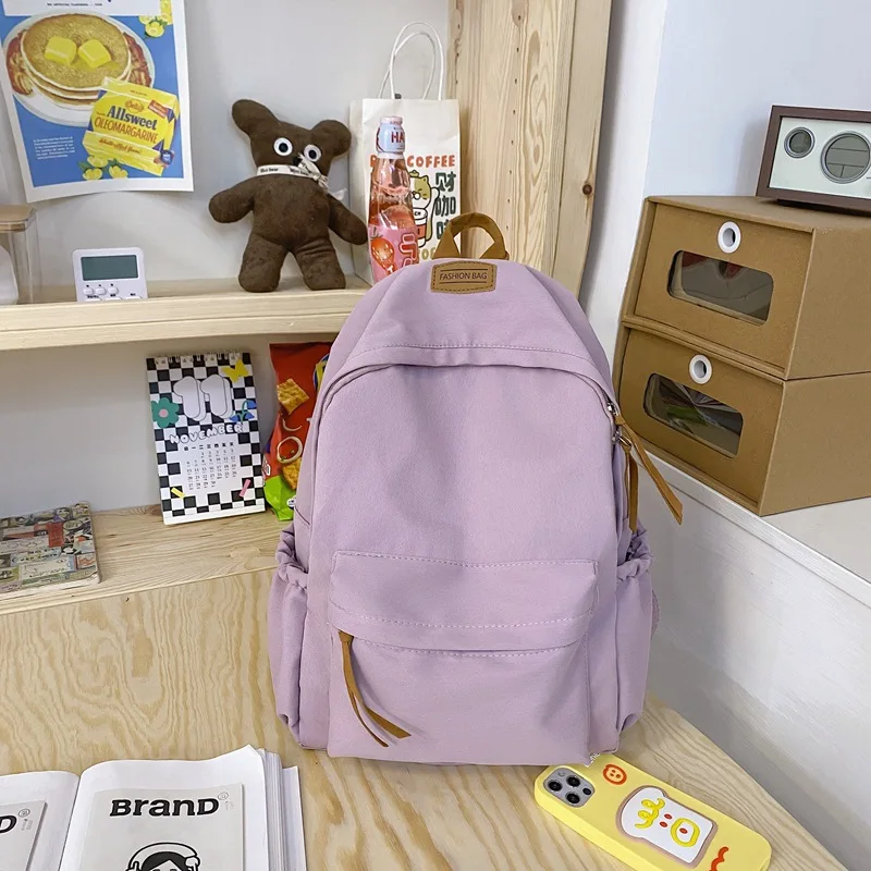 Fashion Leisure Travel Men Women Backpack Student Youth Daily Cute Large-capacity Solid Color School Bag Multi-functional Unisex