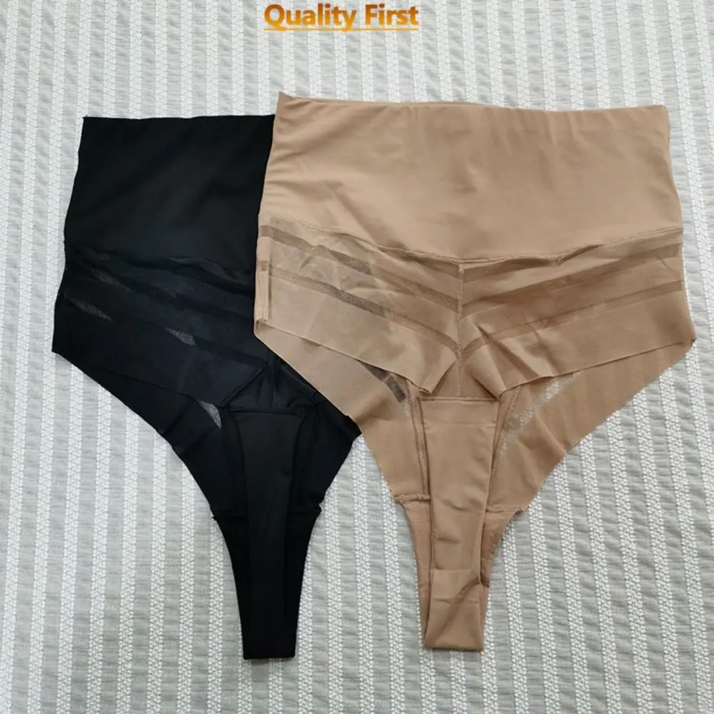 Простые сетчатые стринги с высокой талией подтягивающие ягодицы формирователь