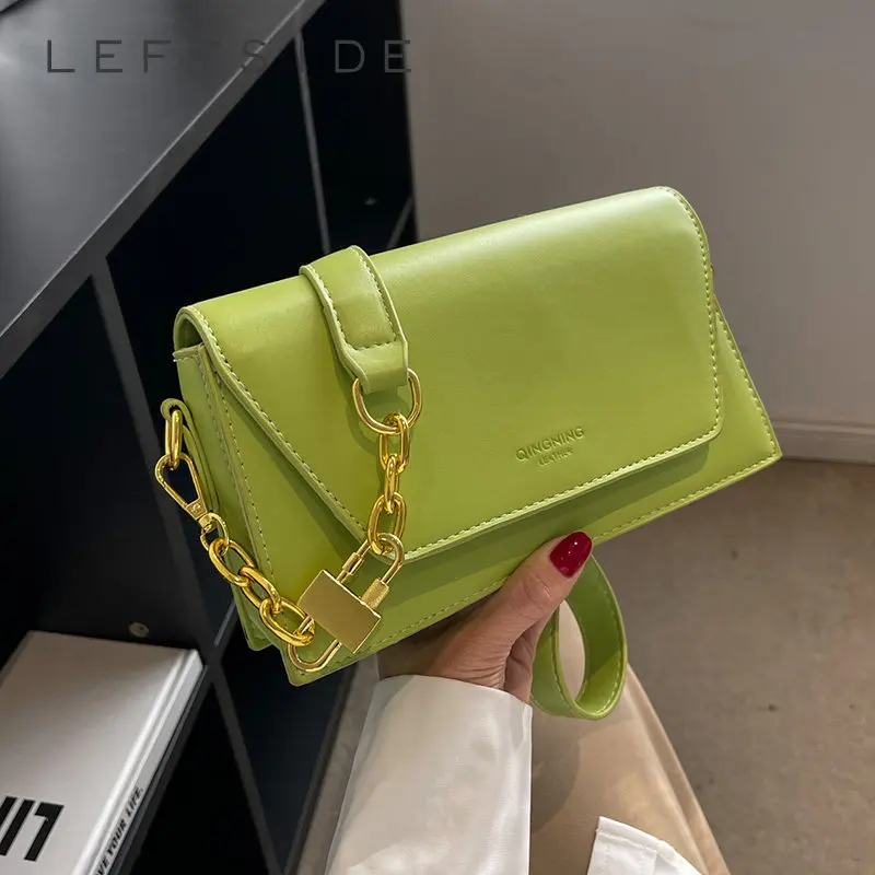 

Green Flap Crossbody Bags for Women 2023 Spring Designer Fashion Trend Small Leather Shoulder Bag Handbags and Purses