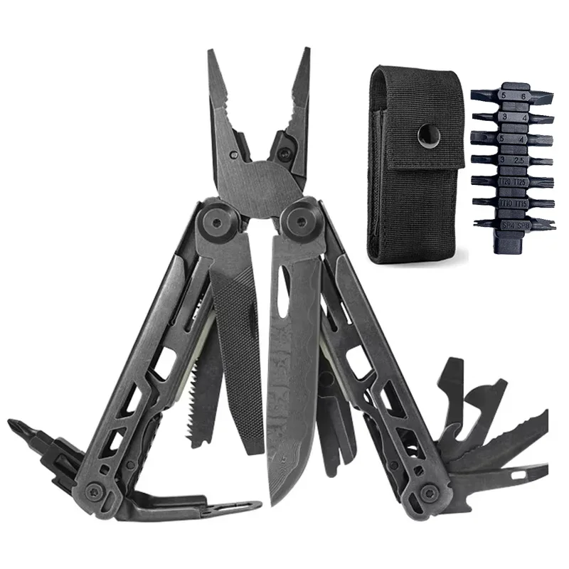 

BHBT 19 в 1, многофункциональные плоскогубцы с дамасским ножом, шестигранный ключ, складной Edc, многофункциональный инструмент для выживания на природе, для кемпинга, ремонта дома