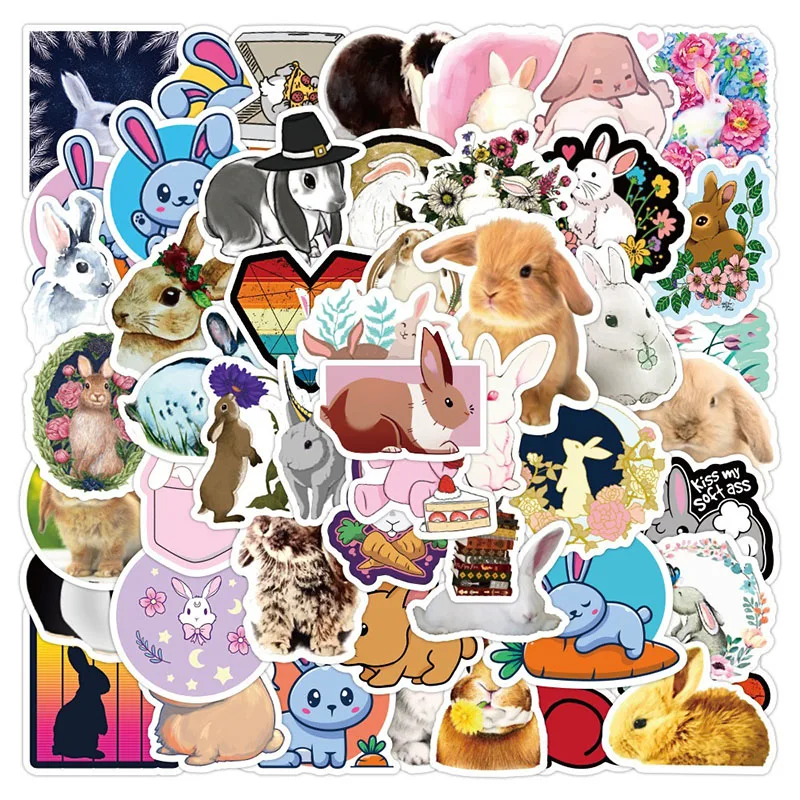 

50Sheets Non-repeat Cartoon Cute Rabbit Graffiti Stickers Decorate Motorcycle Suitcase Waterproof Stickers Children's Gift Toys