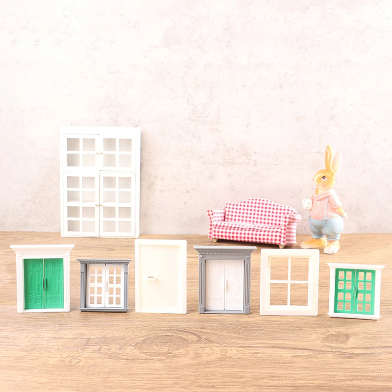 Plastic Doors and Windows House Modeling and Miniature Decoration DIY Window Dollhouse Miniature Accessories