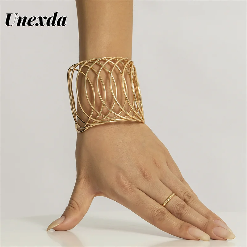 

Unexda Роскошные ювелирные изделия, женский браслет, аксессуары в стиле бохо, индивидуальный геометрический открытый широкий браслет в виде сетки, женский браслет