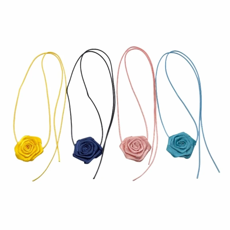 

Vintage Cloth Flower Choker Necklace for Women Harajuku Gothic Dark Girl Sweet 264E